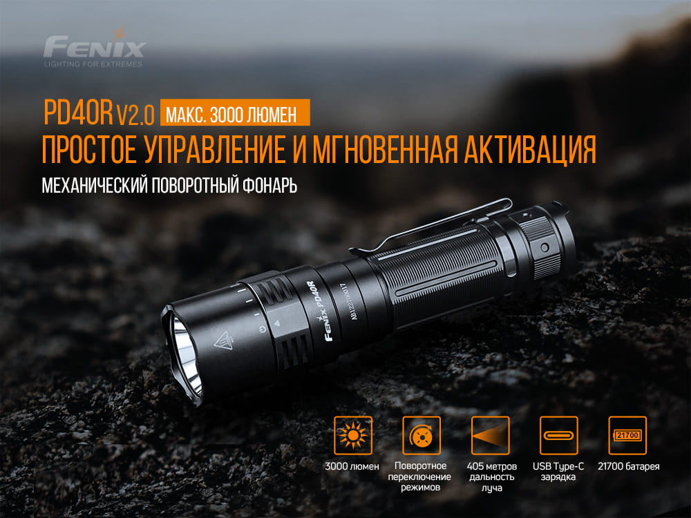 Фонарь ручной Fenix PD40R V2.0